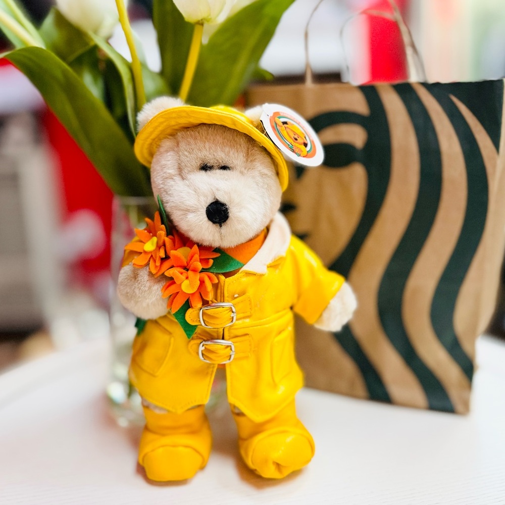 Starbucks Yellow Teddy Bear with Orange Accents